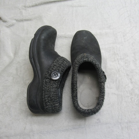 Dansko Shoes - Dansko Womens Clogs 47EU 7US Black Leather Kenzie Slip on Knit Lofaers Shoes